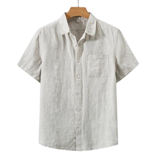 Men's Short Sleeve Linen Shirt - Lightweight Summer Casual Top
