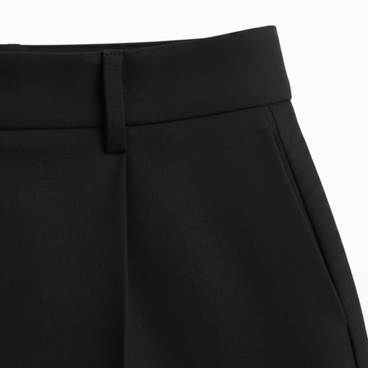 Women's High-Waisted Tailored Shorts with Button Fly and Side Pockets - Stylish Summer Apparel