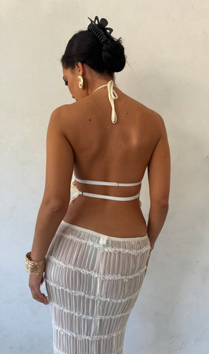 Adelynn | White Maxi Dress Halter Neck