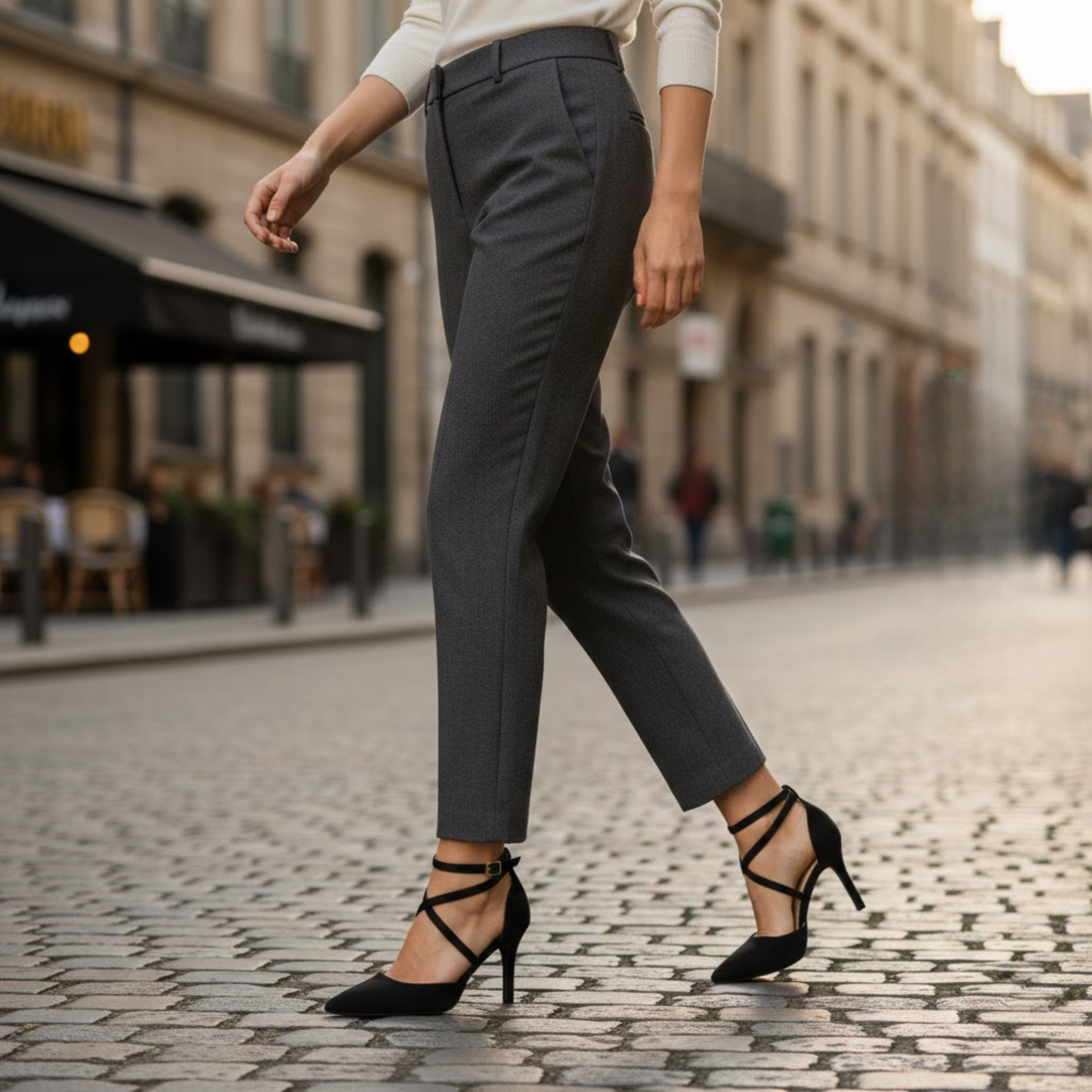 Elegant Women's High Heel Pumps with Pointed Toe, Back Bowknot, and Cross Ankle Straps