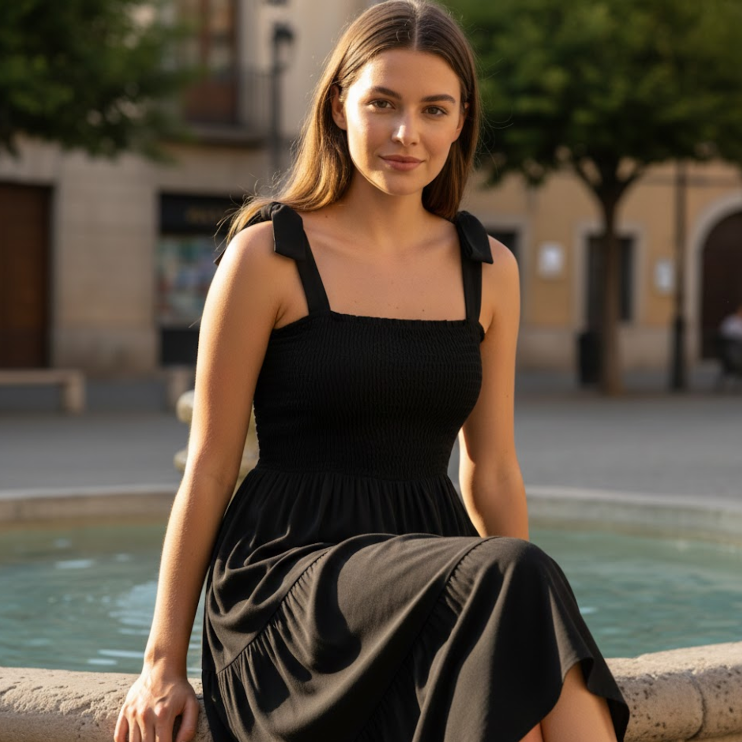 Women's Sleeveless Square Neck Maxi Dress - Spaghetti Strap Tiered A-Line Long Gown for Summer Events