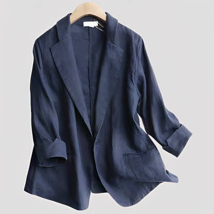 Casual Women's Three-Quarter Sleeve Blazer - Elegance and Comfort