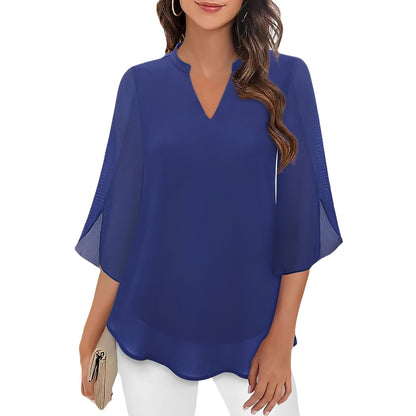 Vanessa - Loose Fit V-Neck Blouse for Women