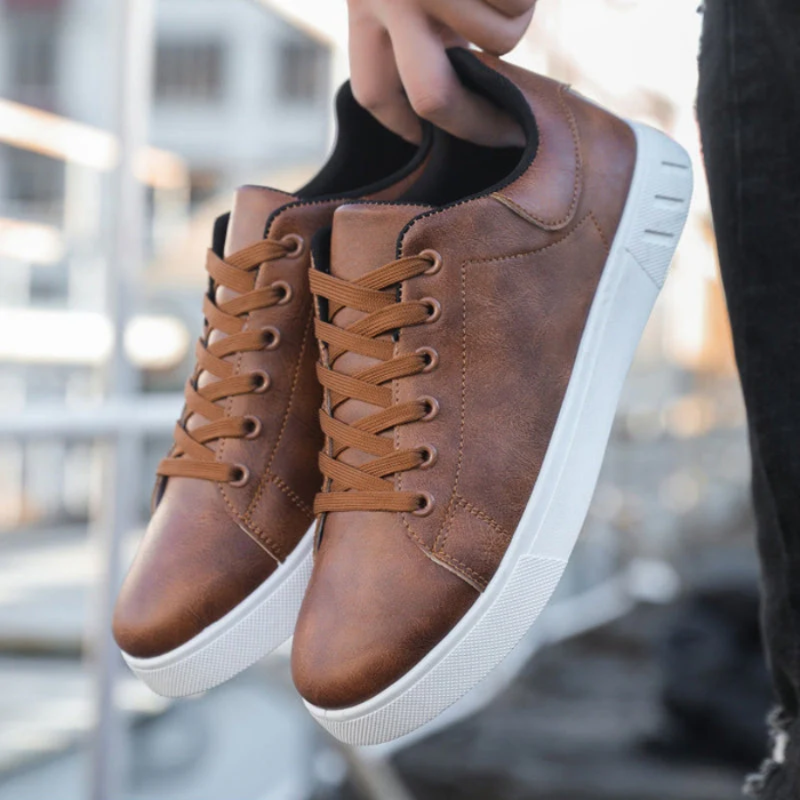 Men's Fashionable Leather Sneakers - Trendy Footwear for Everyday Style