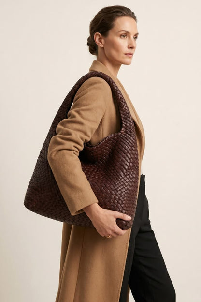 Stylish Woven Leather Women's Work Bag - Perfect for Professionals