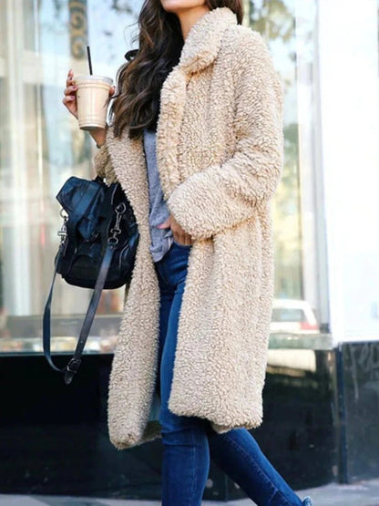 Cozy Women's Oversized Winter Teddy Coat with Stylish Lapel Collar