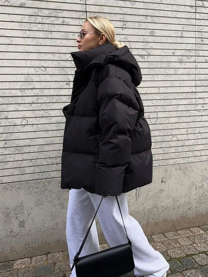 Women's Quilted Oversized High Collar Puffer Jacket for Winter Warmth