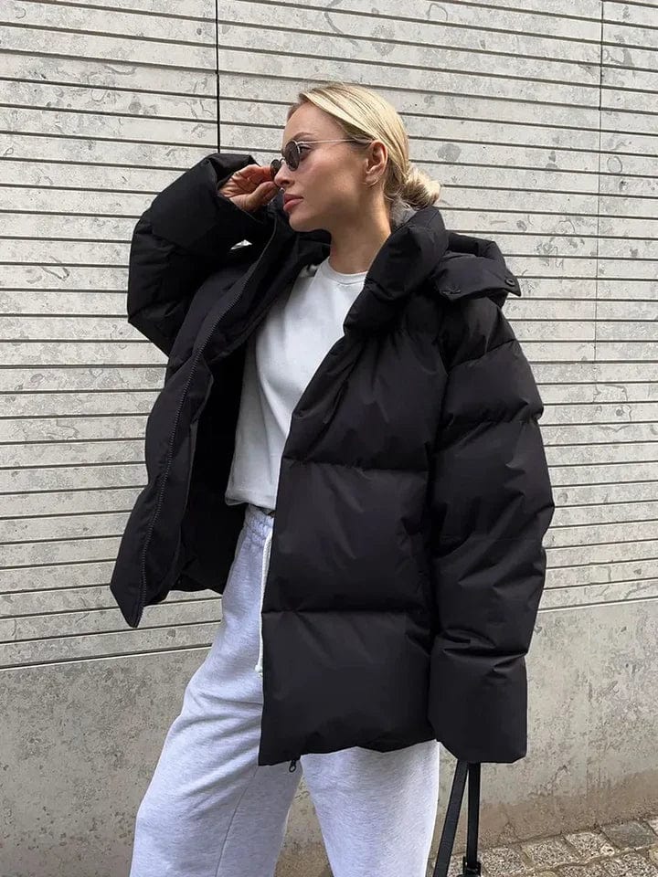 Women's Quilted Oversized High Collar Puffer Jacket for Winter Warmth