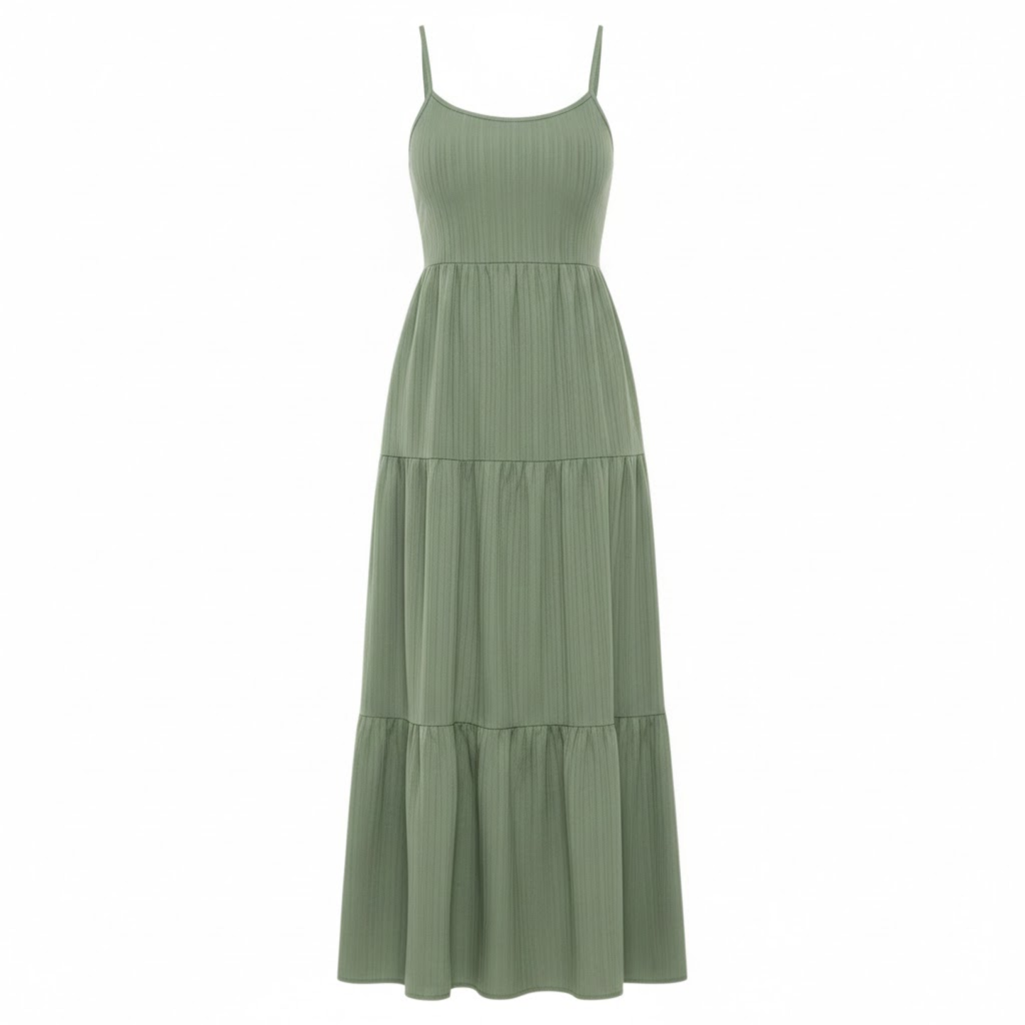 Backless Lace-Up Spaghetti Strap Maxi Dress - A-Line Tiered Ankle-Length Camisole Gown
