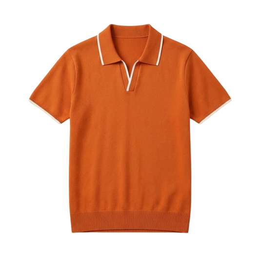 Men's Slim Fit Short Sleeve Knit Polo Shirt - Cotton Polyester Blend Smart Casual Top