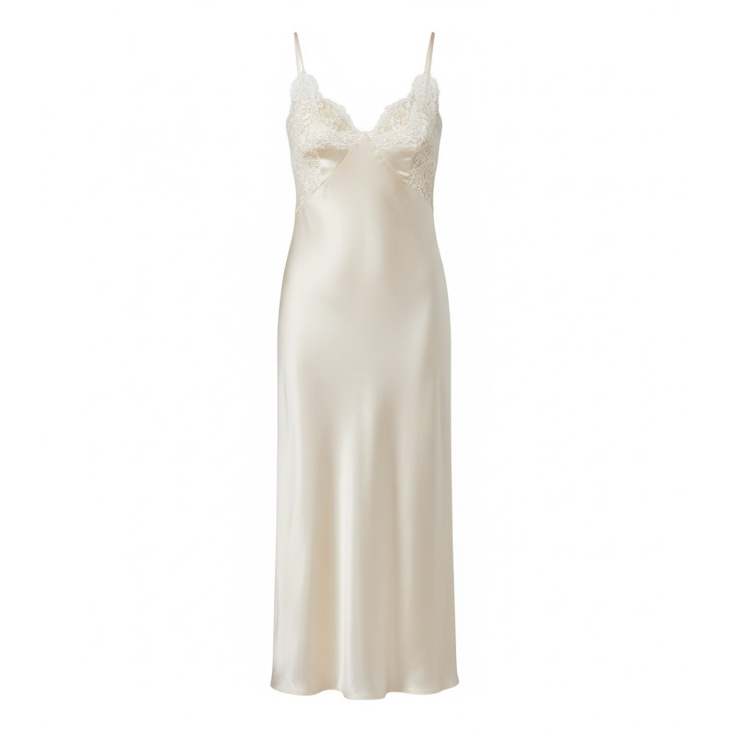 Elegant Satin V-Neck Maxi Slip Dress with Lace Patchwork and Sleeveless Backless Style