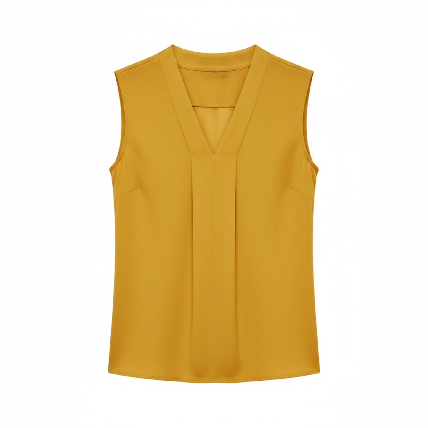 Elegant Women's Sleeveless Chiffon V-Neck Blouse with Loose Fit and Draped Front Design