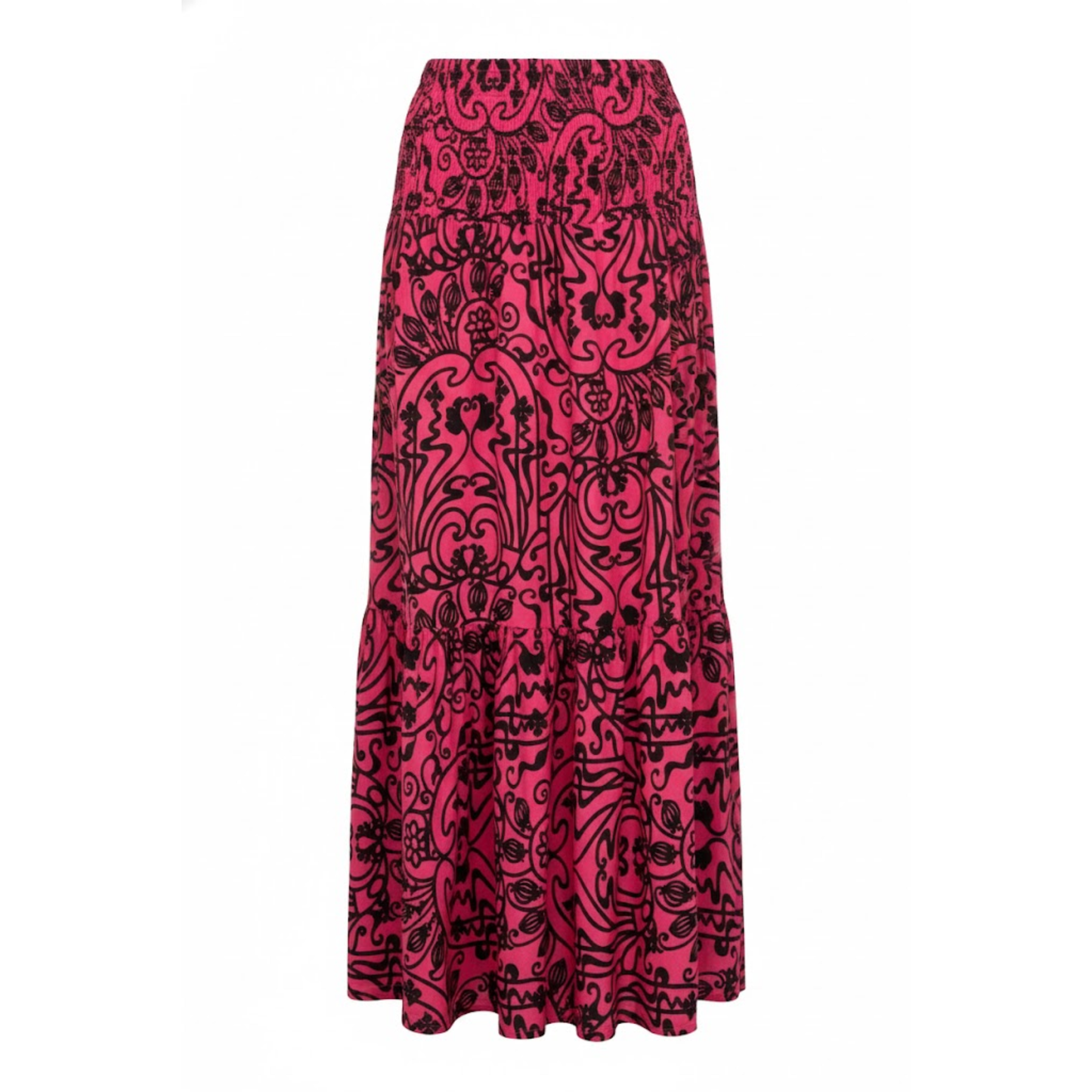 Women's High Waist A-Line Maxi Skirt with Elastic Waist - Floor-Length Printed Flare Design