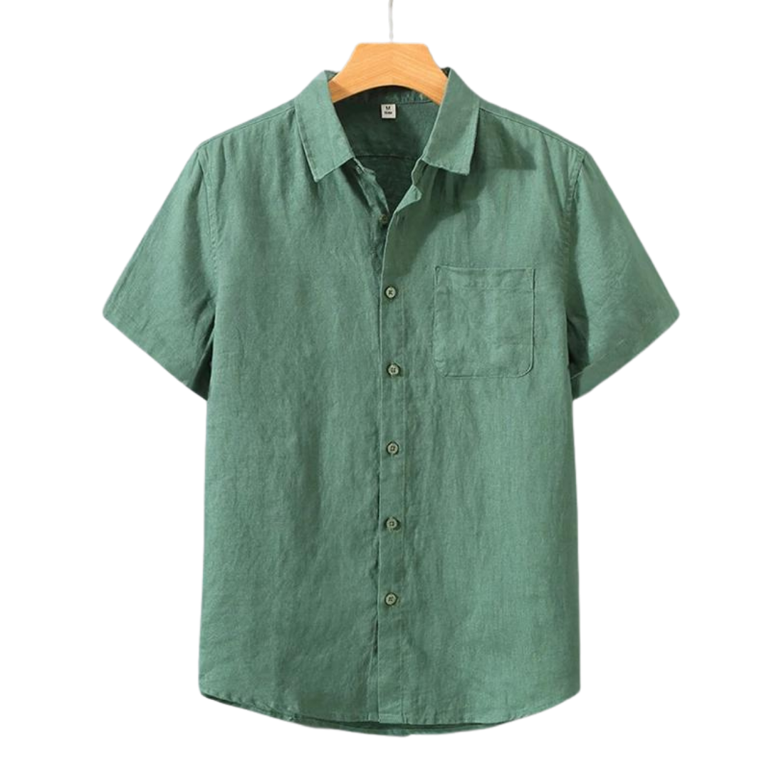 Men's Short Sleeve Linen Shirt - Lightweight Summer Casual Top