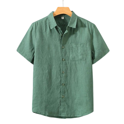Men's Short Sleeve Linen Shirt - Lightweight Summer Casual Top