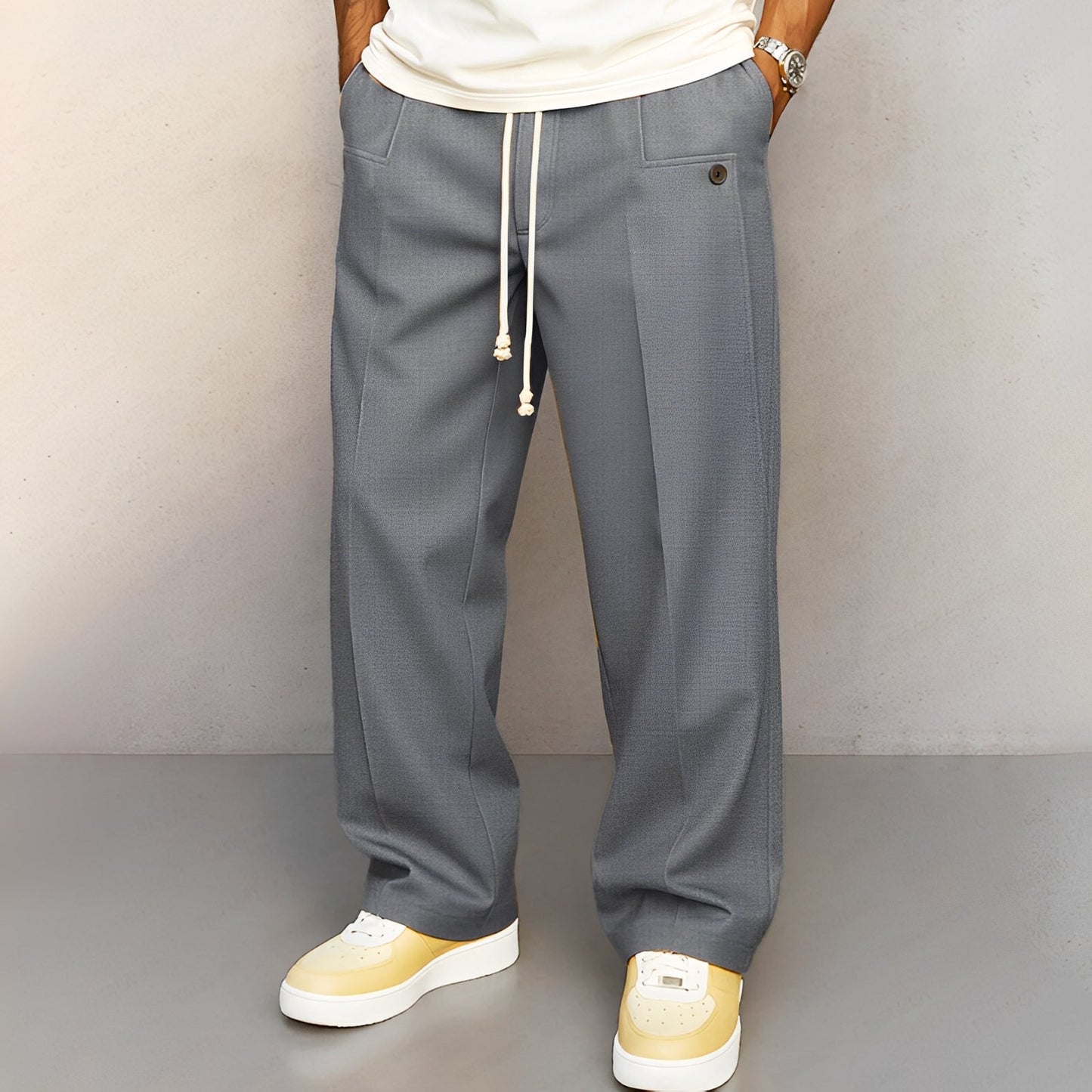 Conor - Casual Straight-Leg Trousers with Drawstring for Men