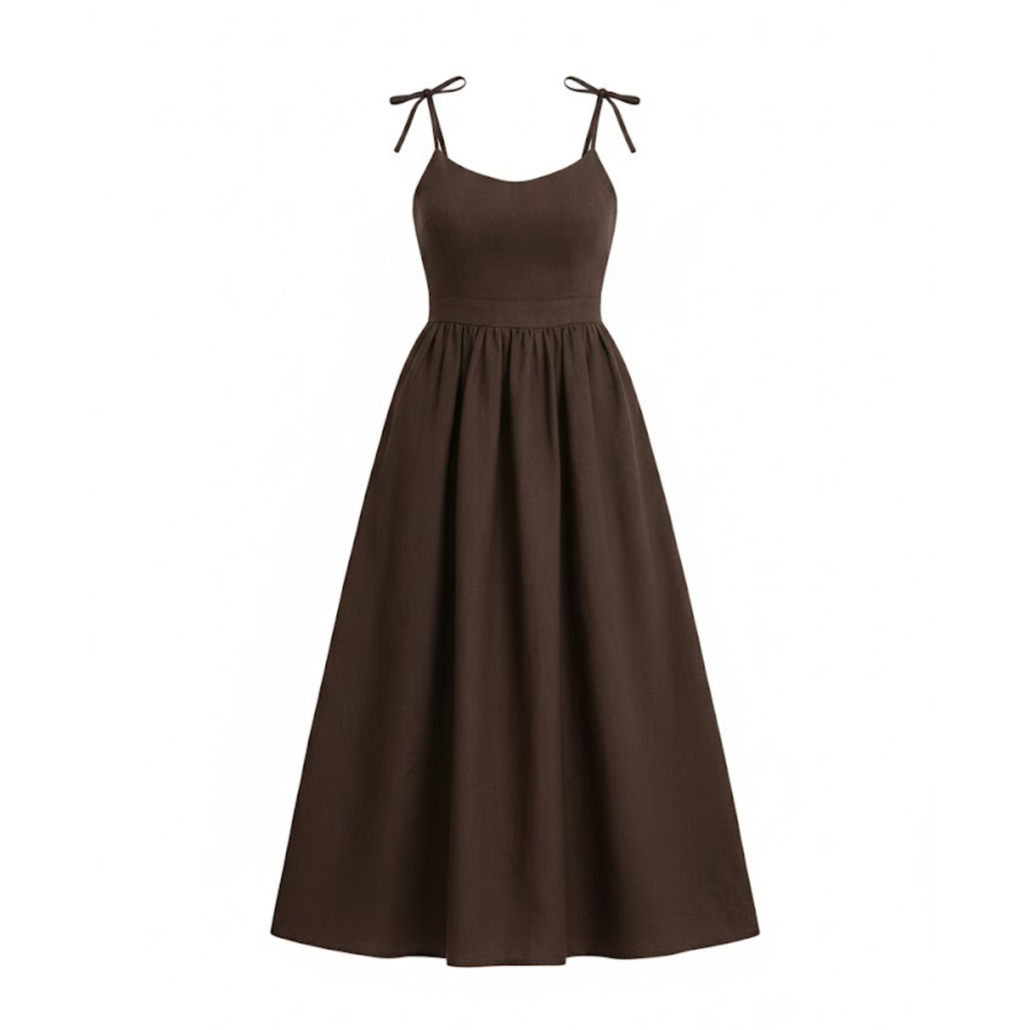 Women's Sleeveless V-Neck A-Line Midi Dress with Pockets and Spaghetti Straps for Casual Wear