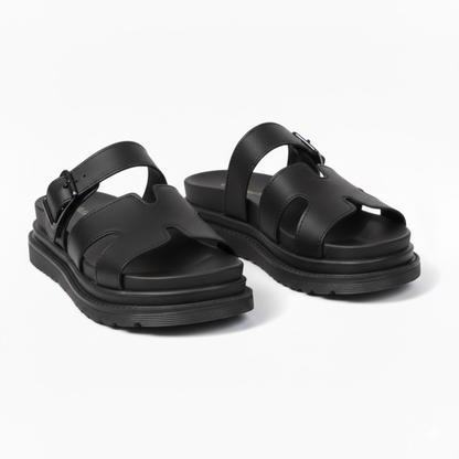 Women's PU Leather Platform Gladiator Sandals with Thick Sole and Buckle Strap - Stylish Roman Footwear