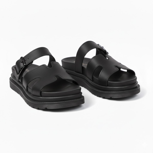 Women's PU Leather Platform Gladiator Sandals with Thick Sole and Buckle Strap - Stylish Roman Footwear