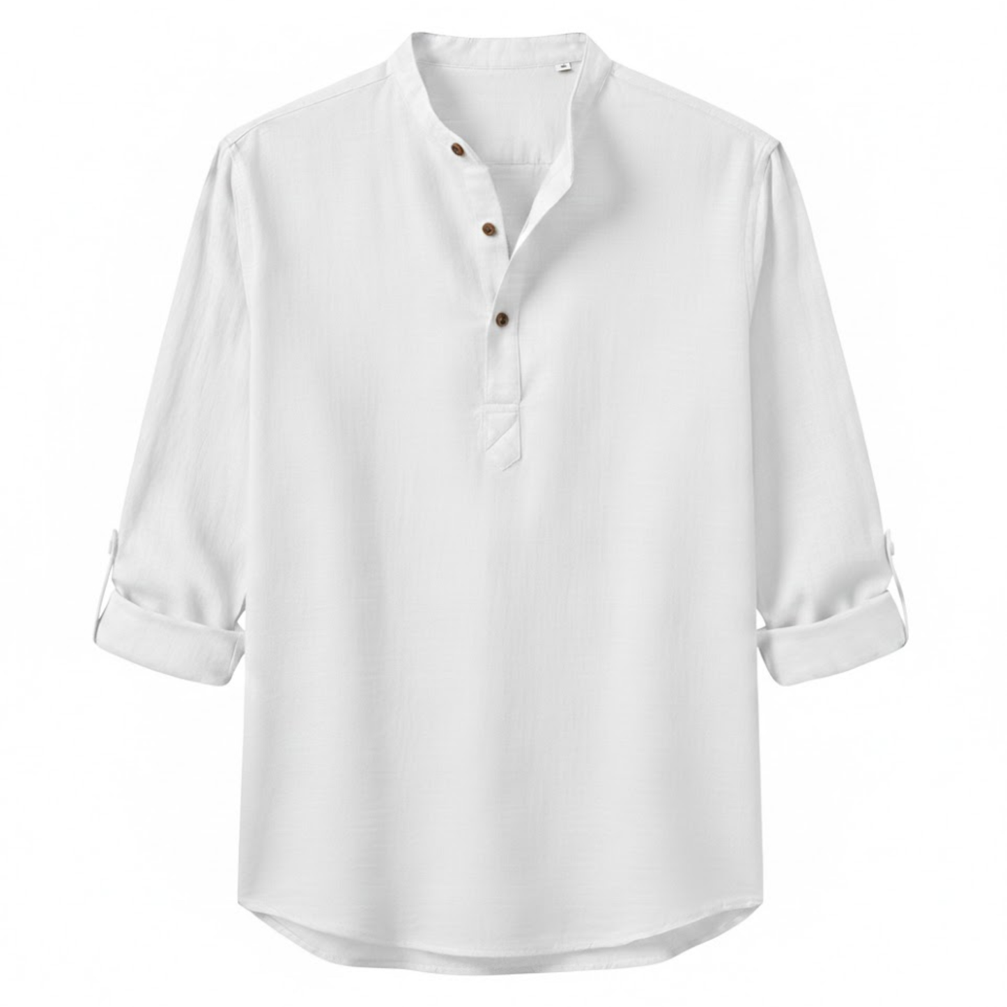 Men's Long Sleeve Cotton Linen Henley Shirt - Breathable Casual Beach Button Top
