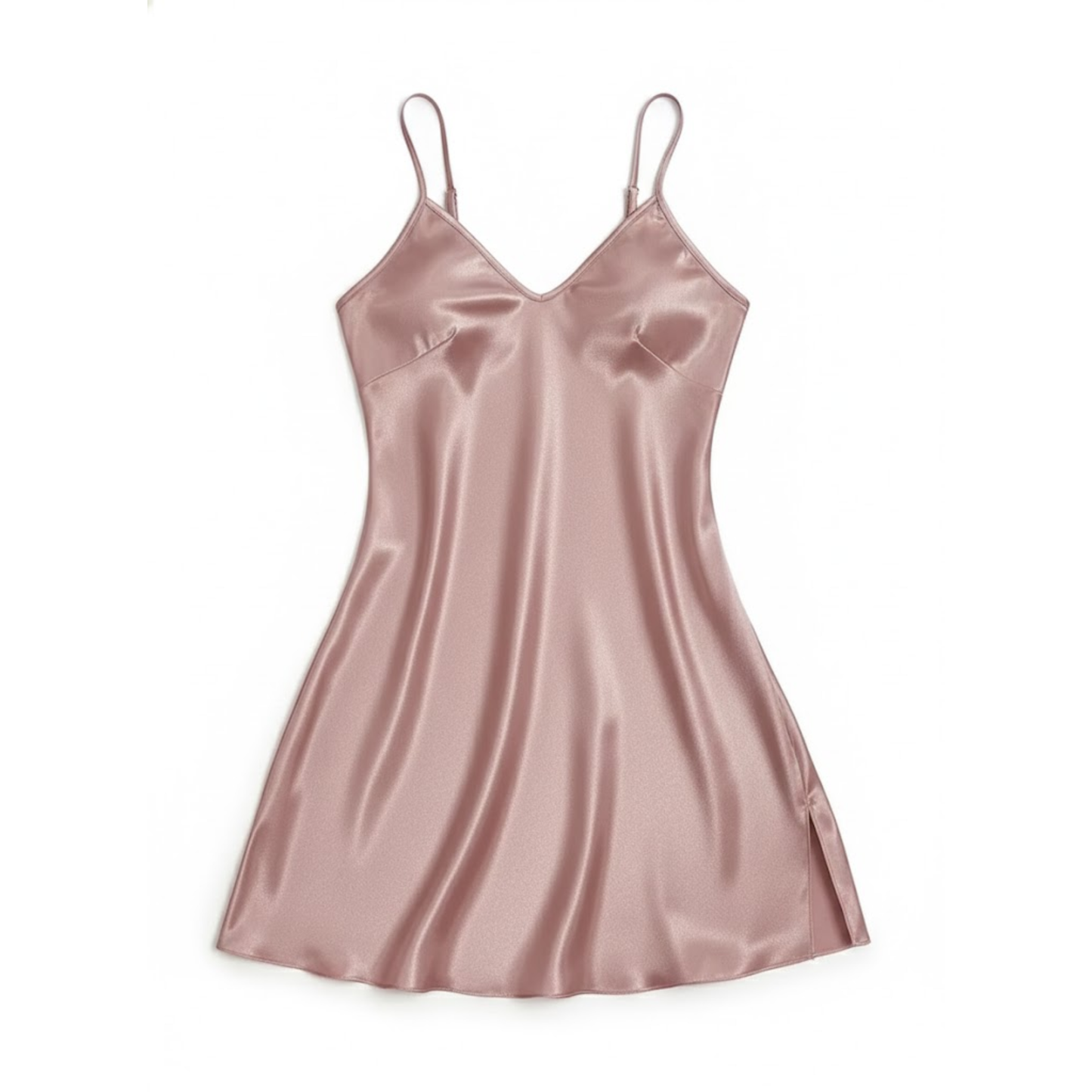 Elegant Satin Lace Trim Nightgown with Adjustable Spaghetti Straps - Mini Sleepwear for Women