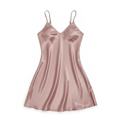 Elegant Satin Lace Trim Nightgown with Adjustable Spaghetti Straps - Mini Sleepwear for Women
