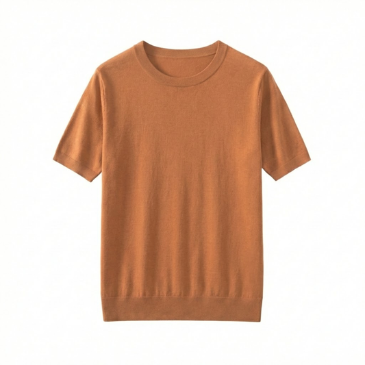 Men's Short Sleeve Crew Neck Merino Wool Blend T-Shirt - Breathable Knit Tee for Comfort