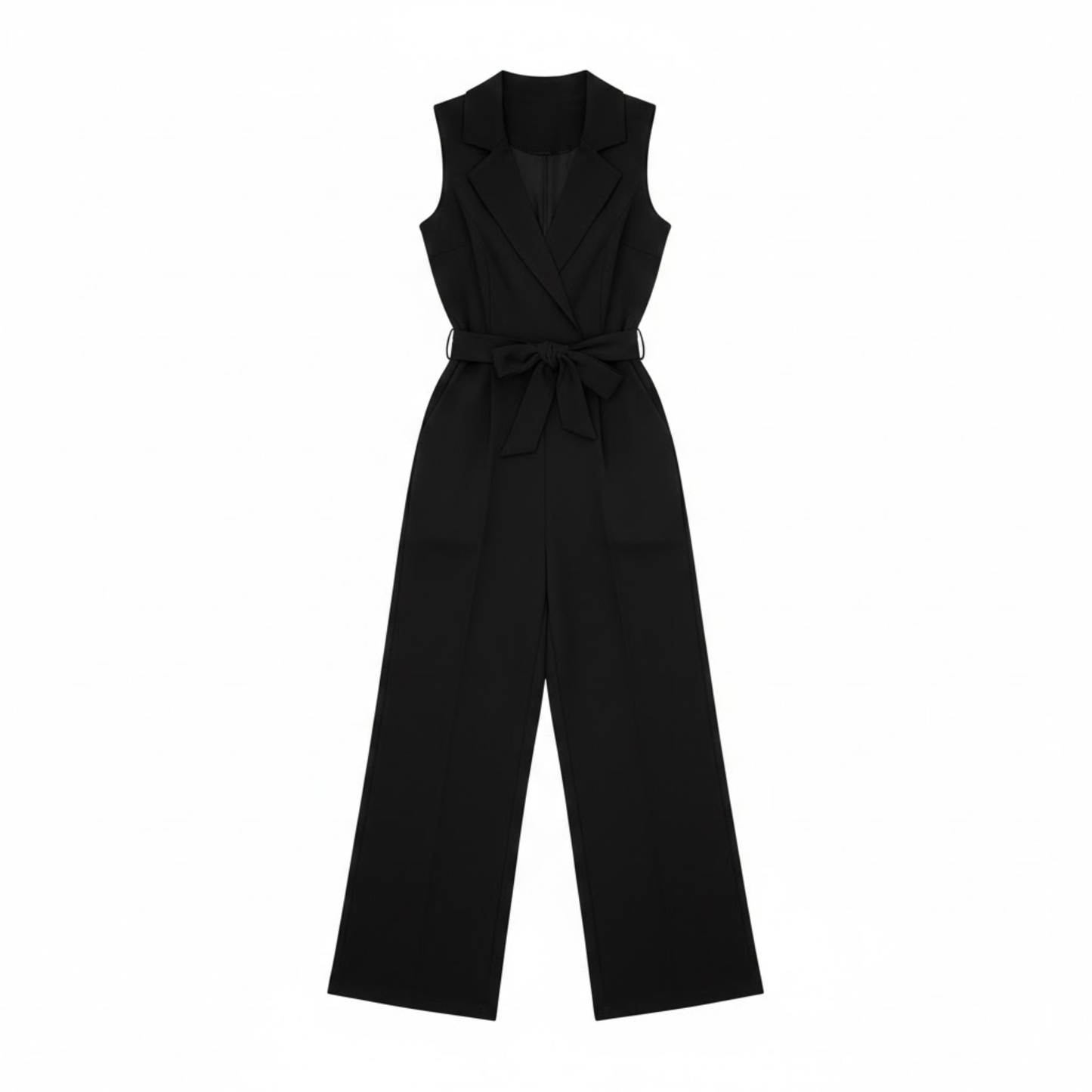 Sleeveless Tailored Waist Jumpsuit with Wide Leg Design for Effortless Style