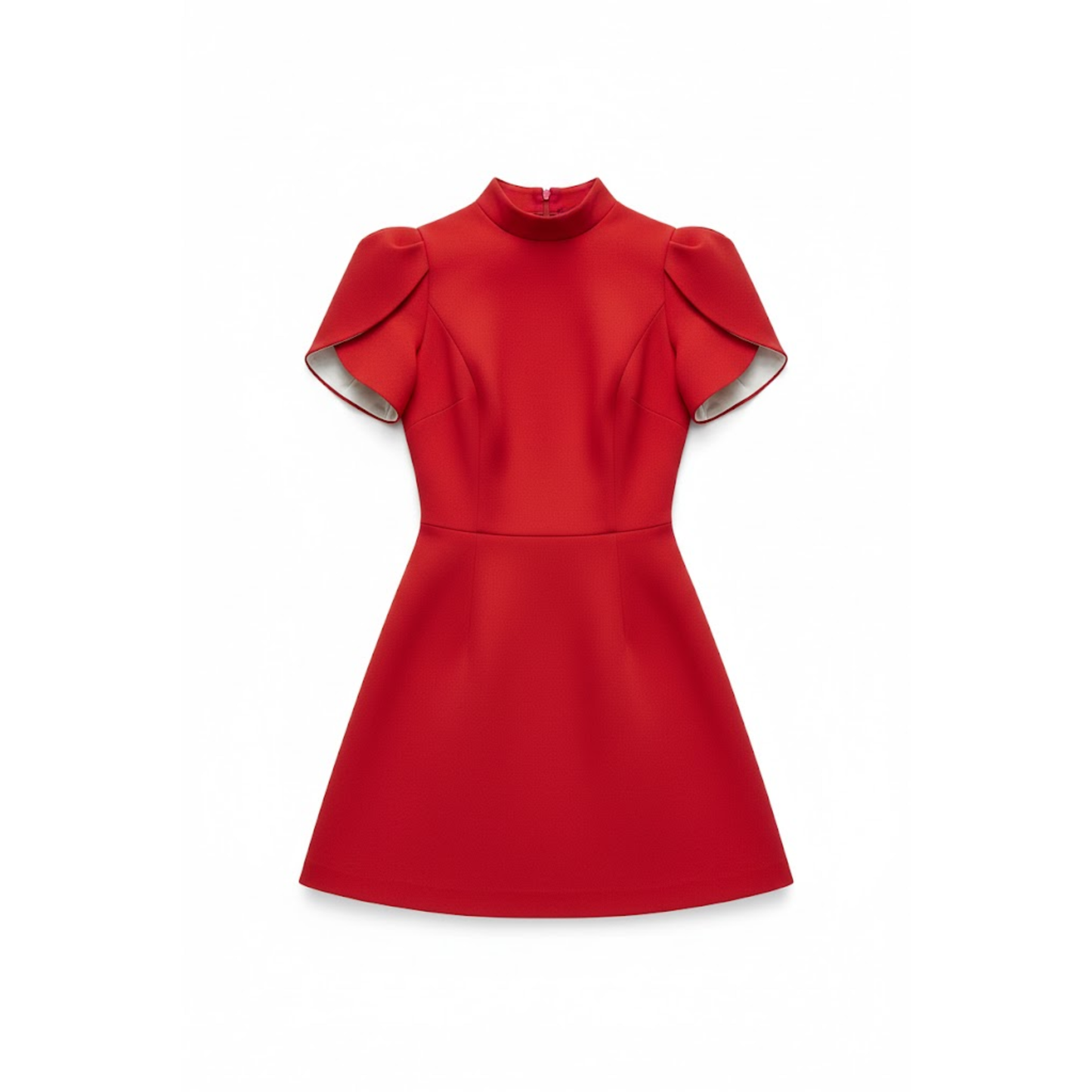 A-Line Mini Dress with Short Puff Sleeves and Bow Detail Empire Waist Short Gown