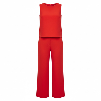 Chic Women's Sleeveless Wide Leg Jumpsuit with Mock Neck and Full-Length Trousers for Effortless Style