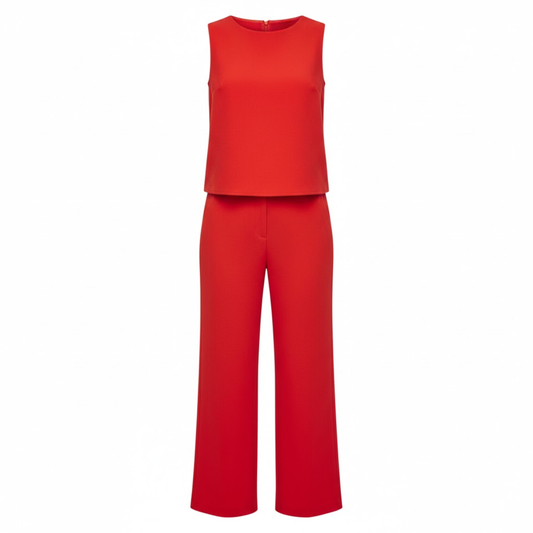 Chic Women's Sleeveless Wide Leg Jumpsuit with Mock Neck and Full-Length Trousers for Effortless Style