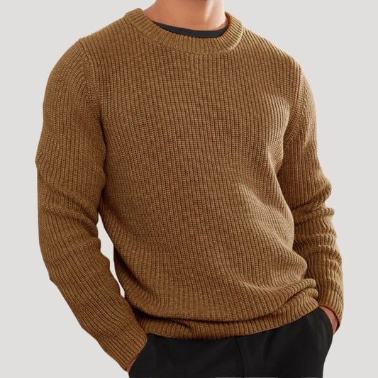 Men's Winter Knit Crew Neck Sweater - Classic Style for Cold Weather