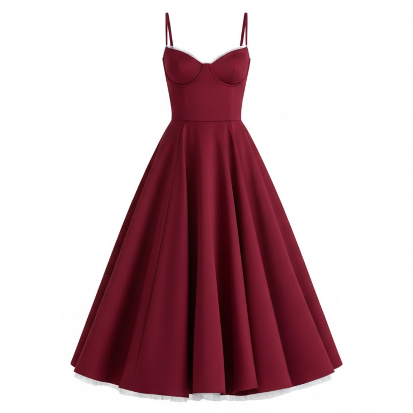 Embroidered V-Neck Sleeveless Corset Midi Dress - A-Line Flare Evening Party Gown