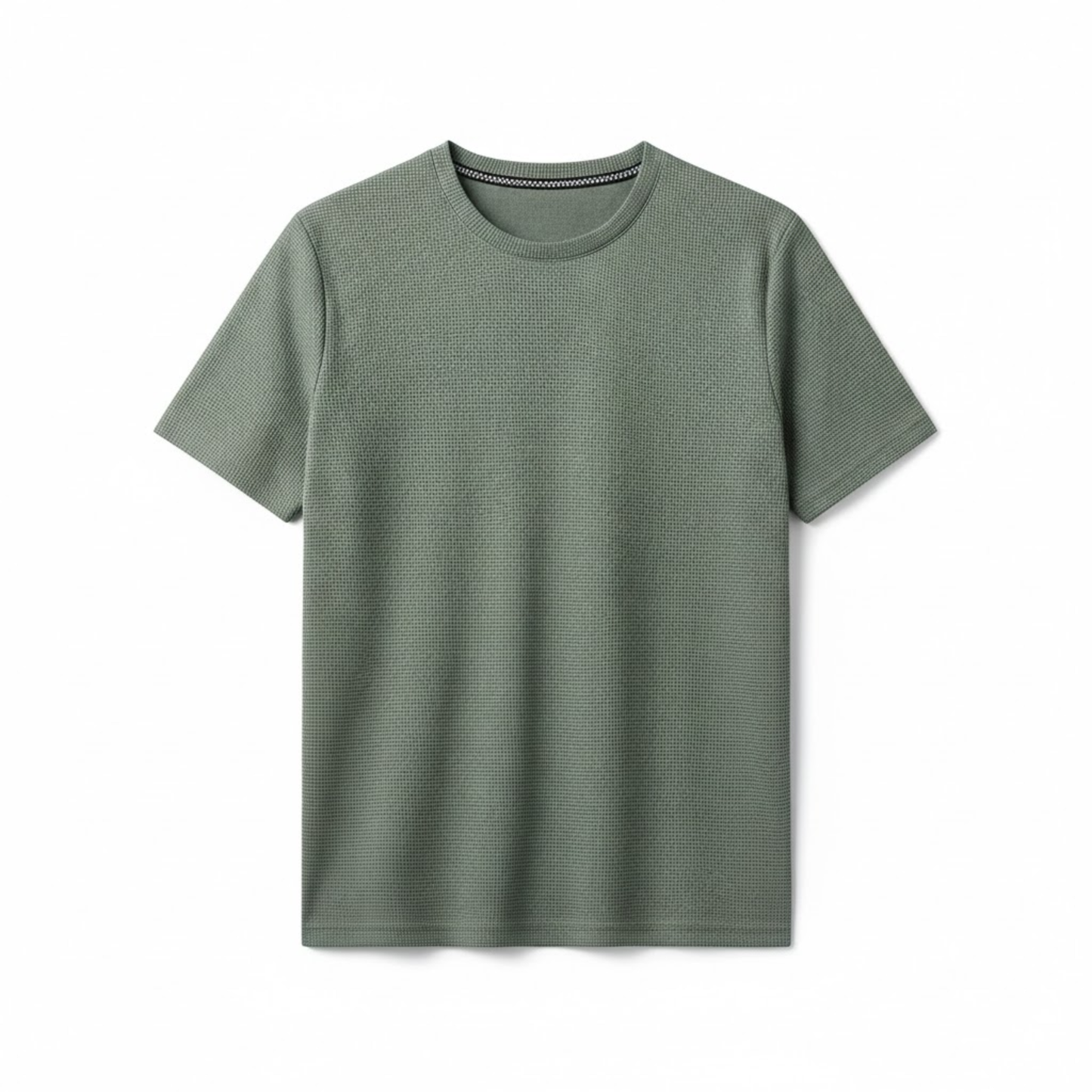 Men's Short Sleeve Waffle Knit Crew Neck T-Shirt - Breathable Casual Pullover Top