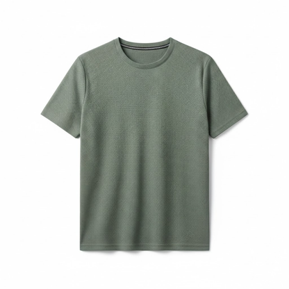 Men's Short Sleeve Waffle Knit Crew Neck T-Shirt - Breathable Casual Pullover Top