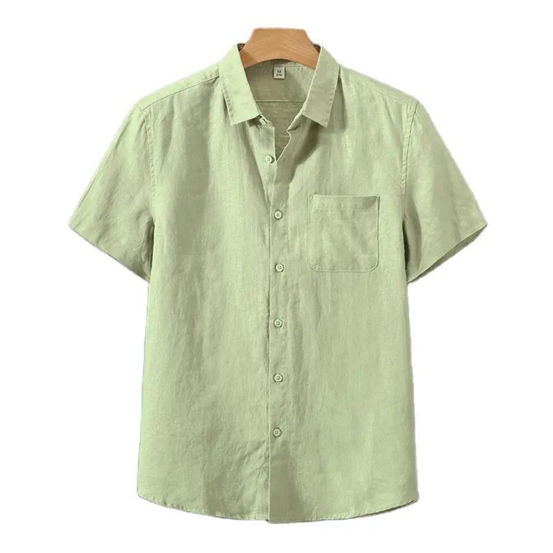 Men's Short Sleeve Linen Shirt - Lightweight Summer Casual Top