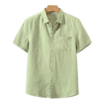 Men's Short Sleeve Linen Shirt - Lightweight Summer Casual Top