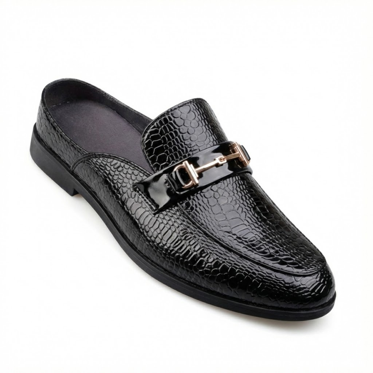 Men's PU Leather Slip-On Mules - Casual Open Back Loafers for Outdoor Driving