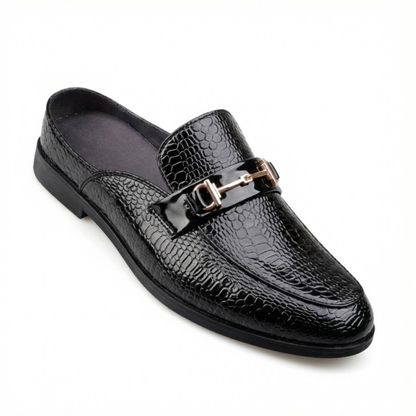 Men's PU Leather Slip-On Mules - Casual Open Back Loafers for Outdoor Driving