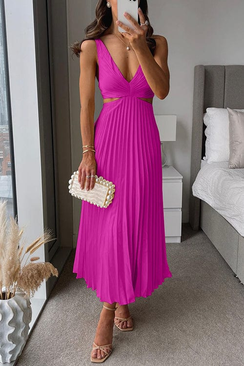 Elegant Pleated Midi Dress for Women - Stylish and Versatile Fashion