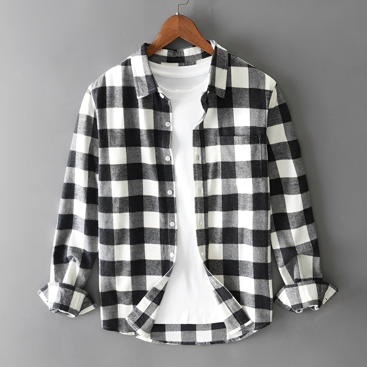 Martin - Elegant Checkered Shirt with Ruffles for Men