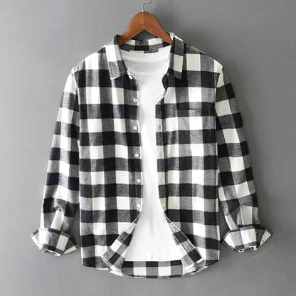 Martin - Elegant Checkered Shirt with Ruffles for Men
