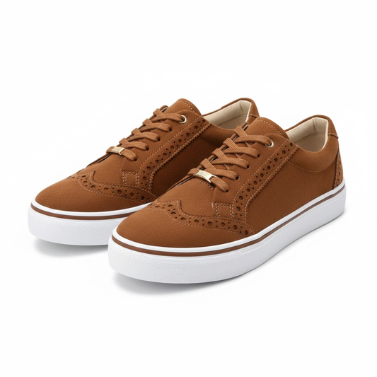 Women's Casual Lace-Up Flat Loafers with Round Toe and Durable PVC Sole