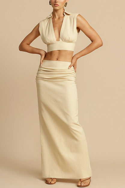 Emmer | Co-ord Set with Ruffles Maxi Skirt