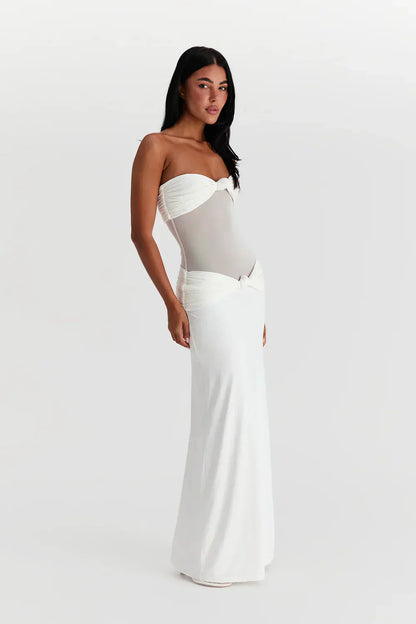 Ayesha | Strapless Mesh Detail Dress