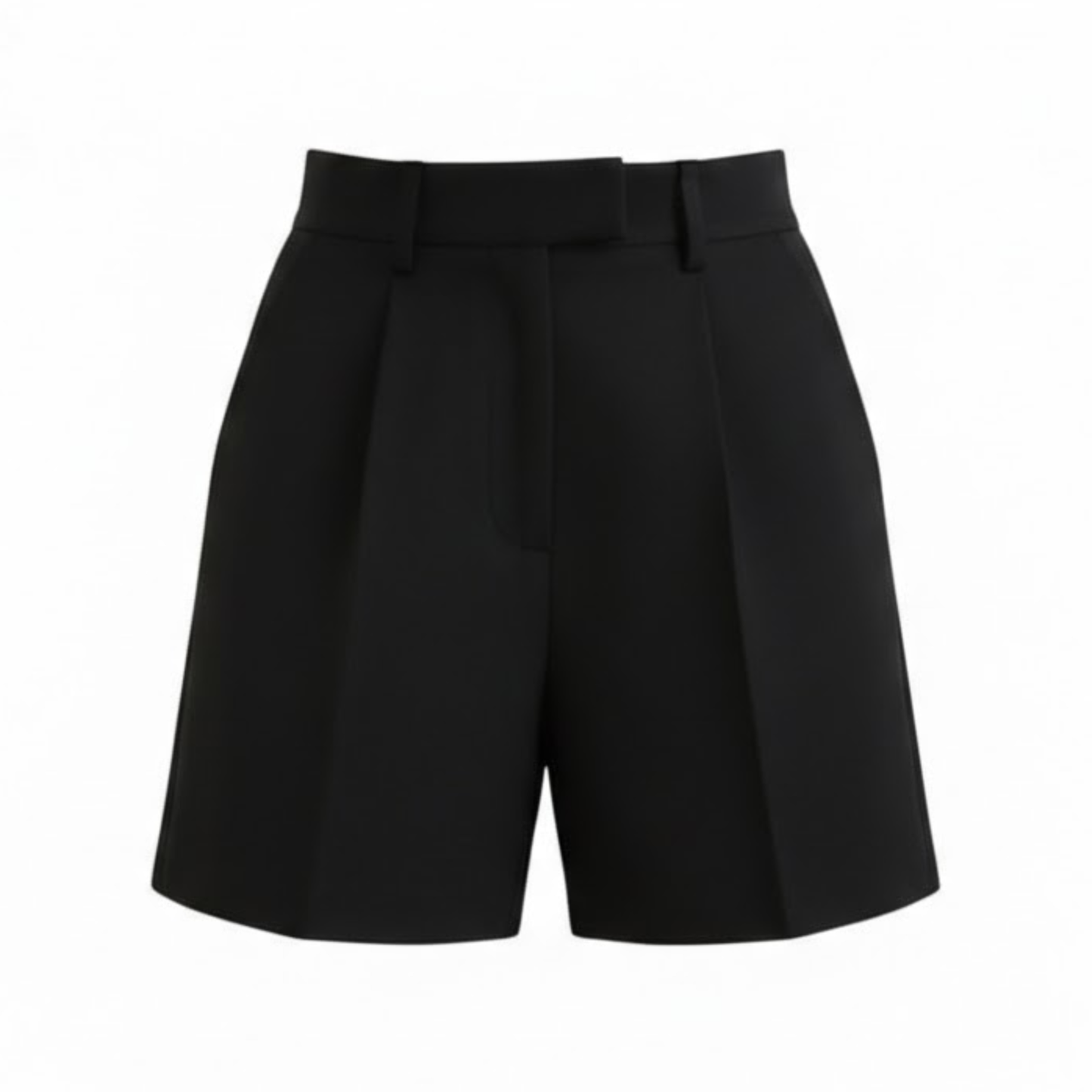 Women's High-Waisted Tailored Shorts with Button Fly and Side Pockets - Stylish Summer Apparel