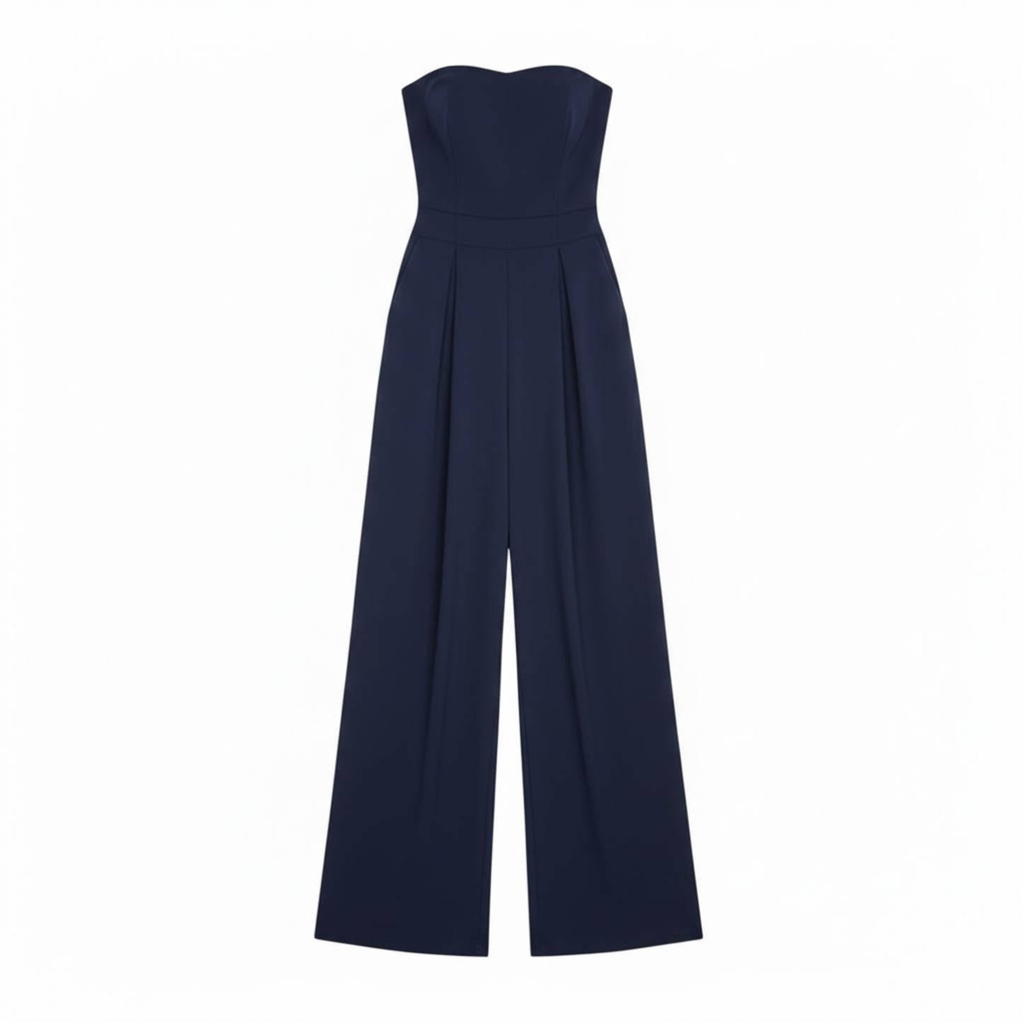 Women's Strapless Wide Leg Jumpsuit - Sleeveless Full Length Broadcloth Romper for Summer Fashion