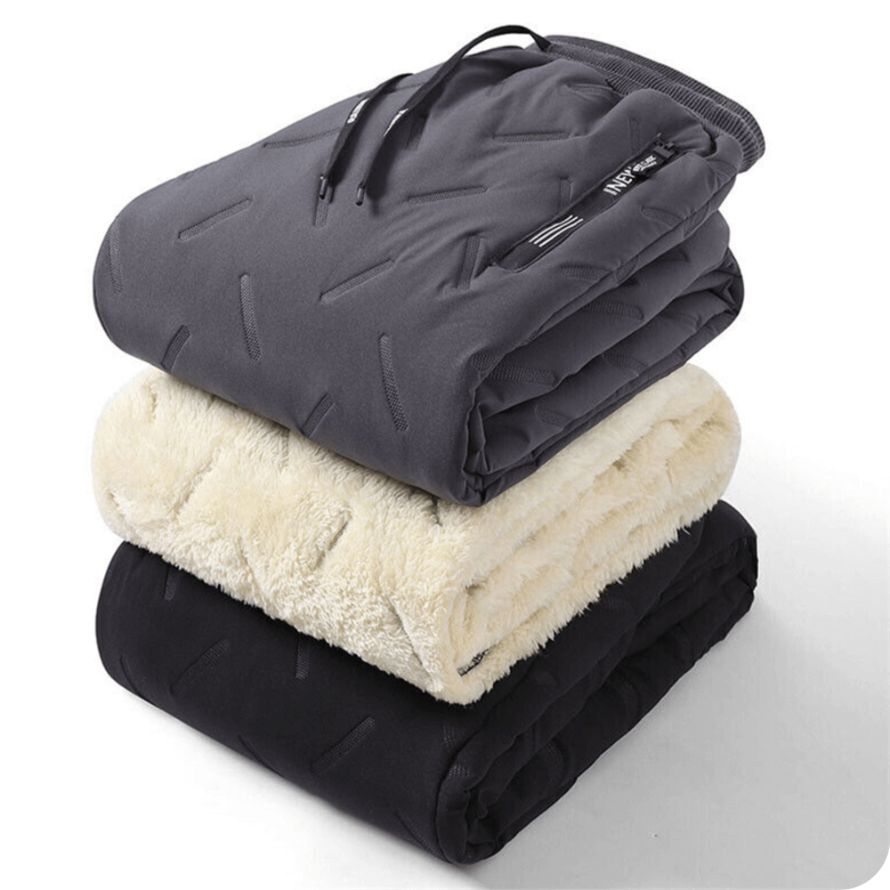 Men's Fleece-Lined Thermal Joggers - Water-Resistant Winter Pants for Cold Weather