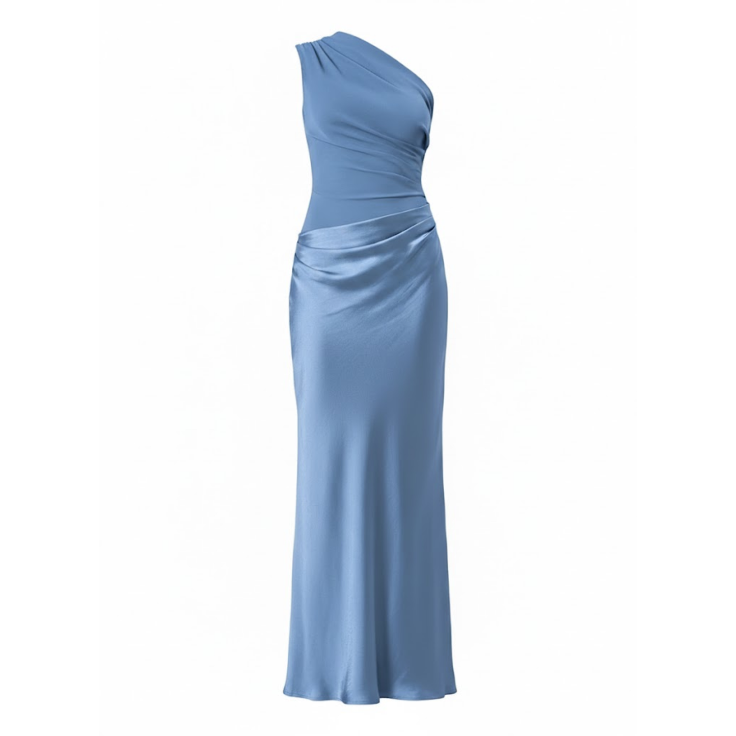 Elegant One-Shoulder Satin Maxi Dress - Sleeveless Patchwork Slim Fit Evening Gown for Parties