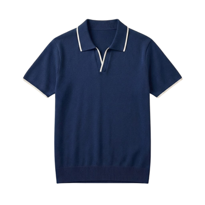Men's Slim Fit Short Sleeve Knit Polo Shirt - Cotton Polyester Blend Smart Casual Top